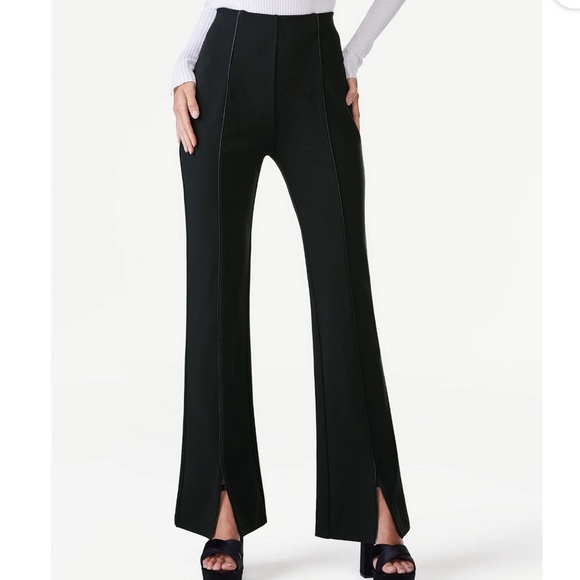 NWT Scoop Women's Split Front Flared Leg Ponte Pants, Size Large Navy Blue - Picture 1 of 16